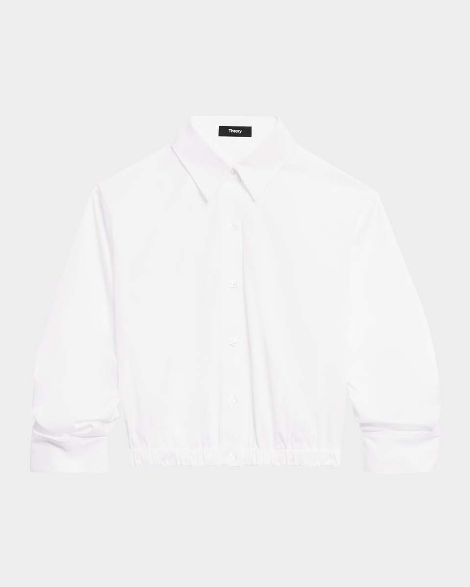 Fixed-Sleeve Poplin Top